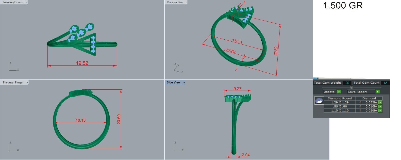 Ultra light wt Women Ring 3dm stl renders details 3D print model_10