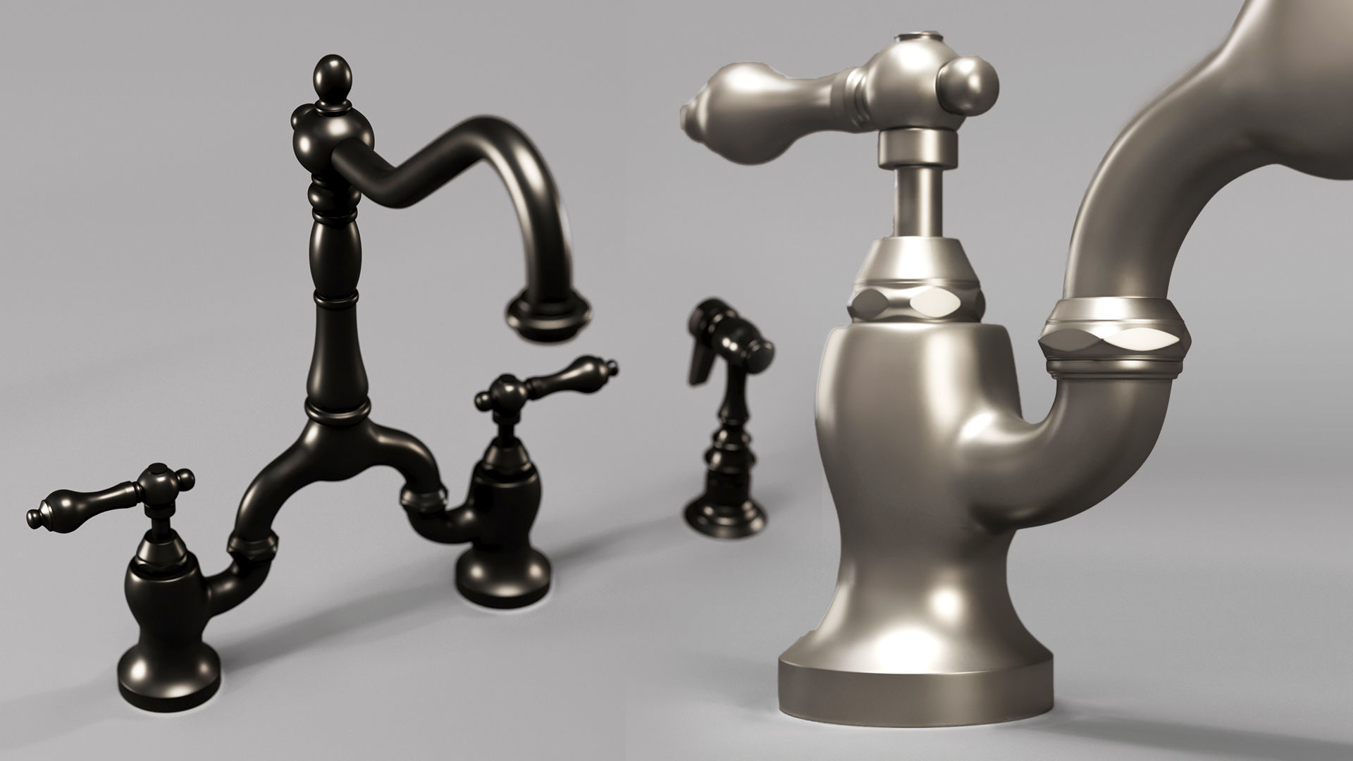 6 Waterstone and Kingston Faucets and 100 Kitbash pieces  Vol1 3D model_5