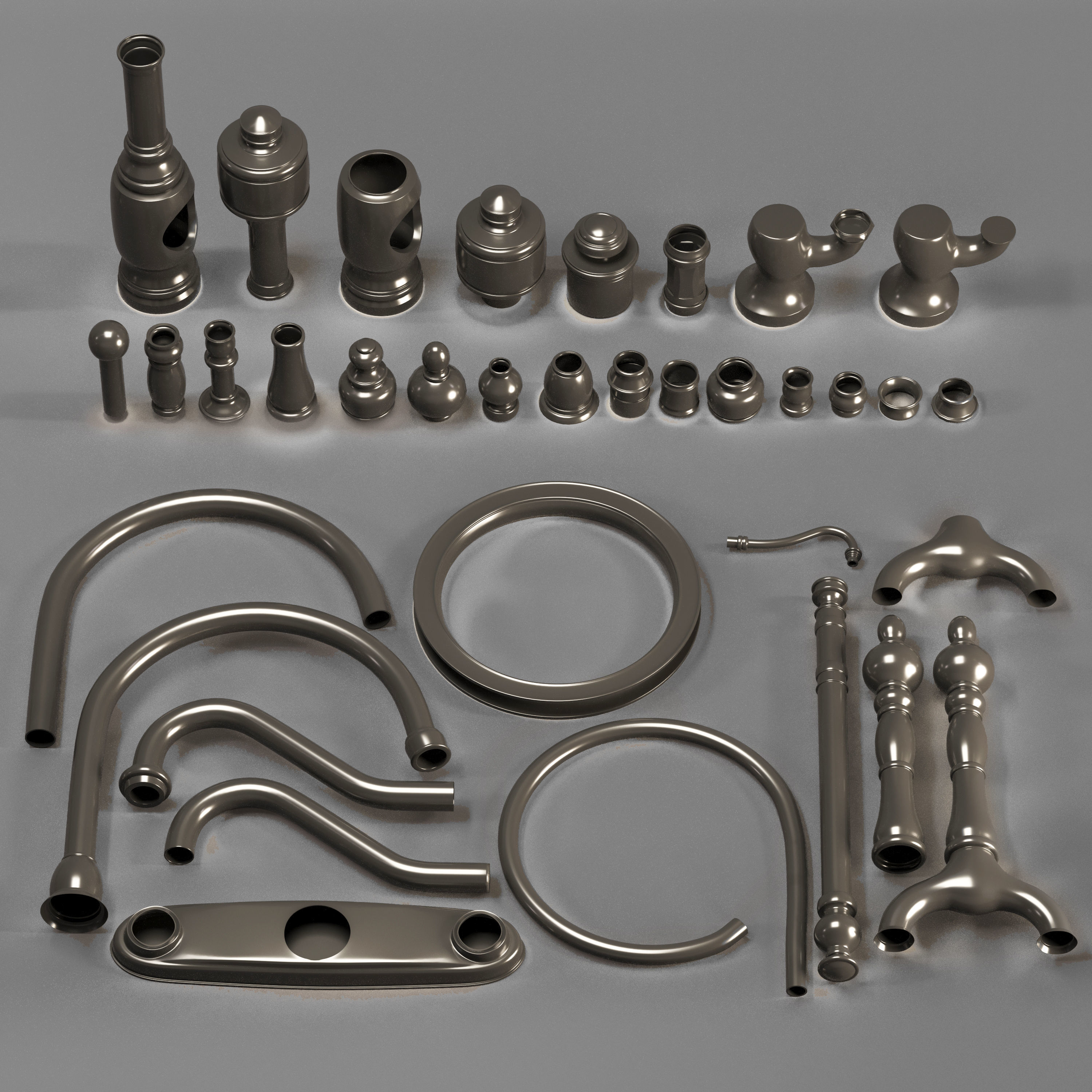 6 Waterstone and Kingston Faucets and 100 Kitbash pieces  Vol1 3D model_10