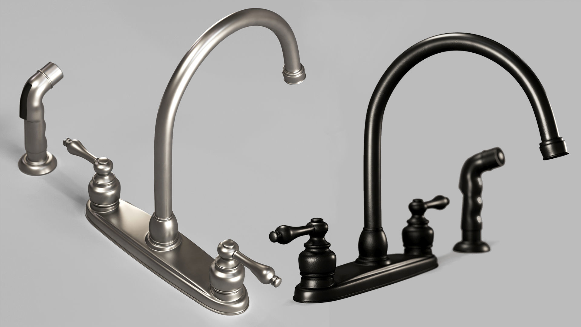 6 Waterstone and Kingston Faucets and 100 Kitbash pieces  Vol1 3D model_7