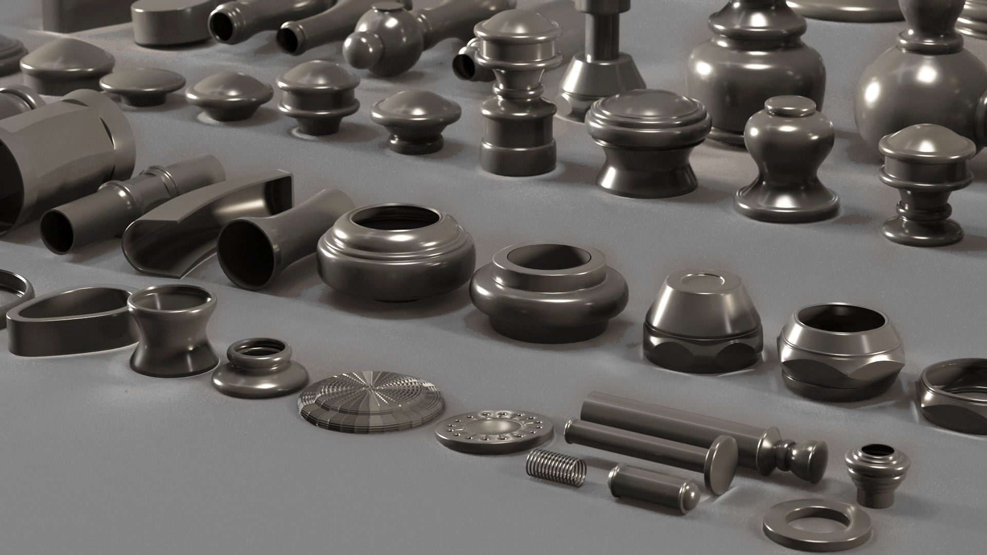 6 Waterstone and Kingston Faucets and 100 Kitbash pieces  Vol1 3D model_8
