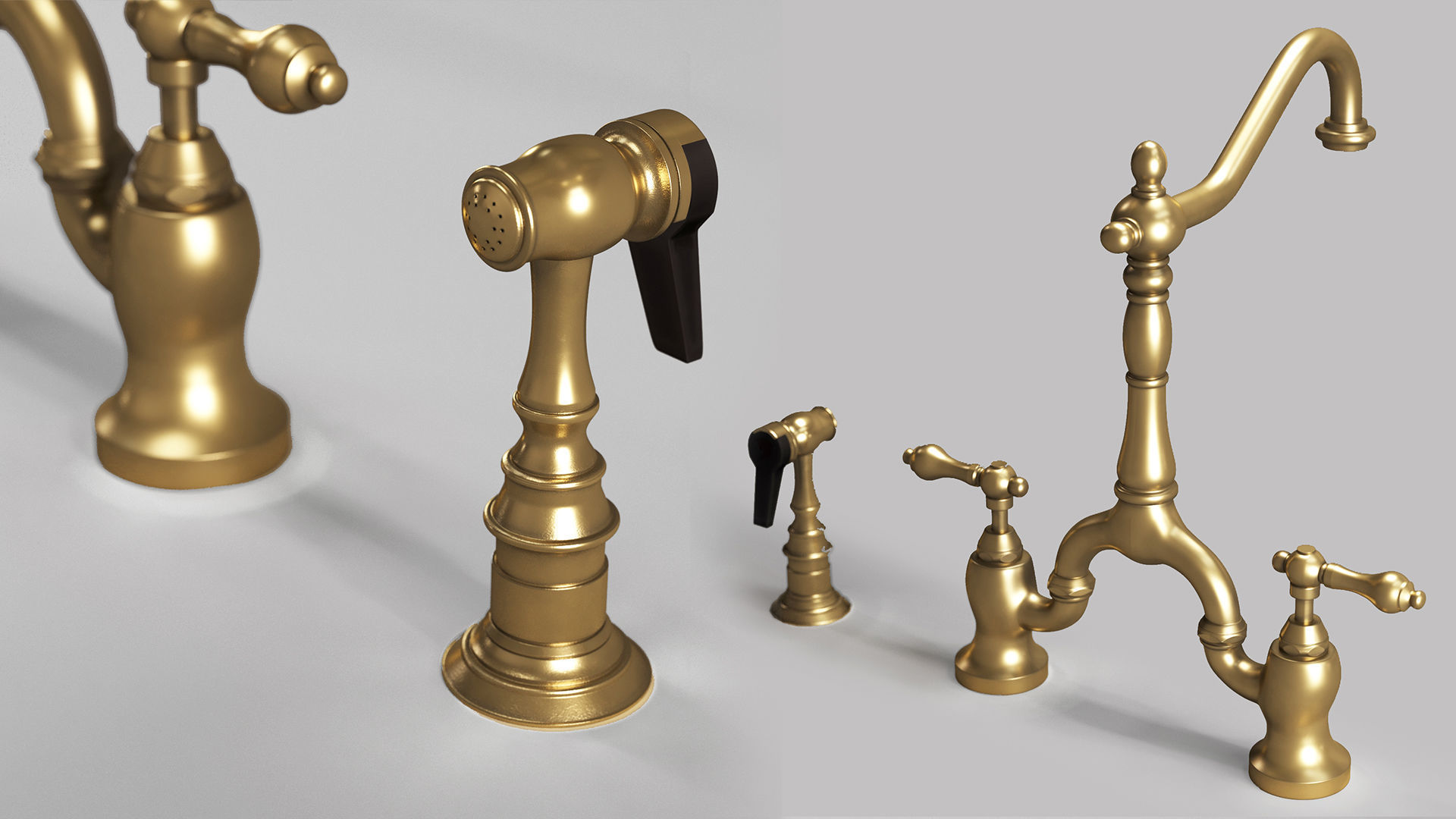 6 Waterstone and Kingston Faucets and 100 Kitbash pieces  Vol1 3D model_4