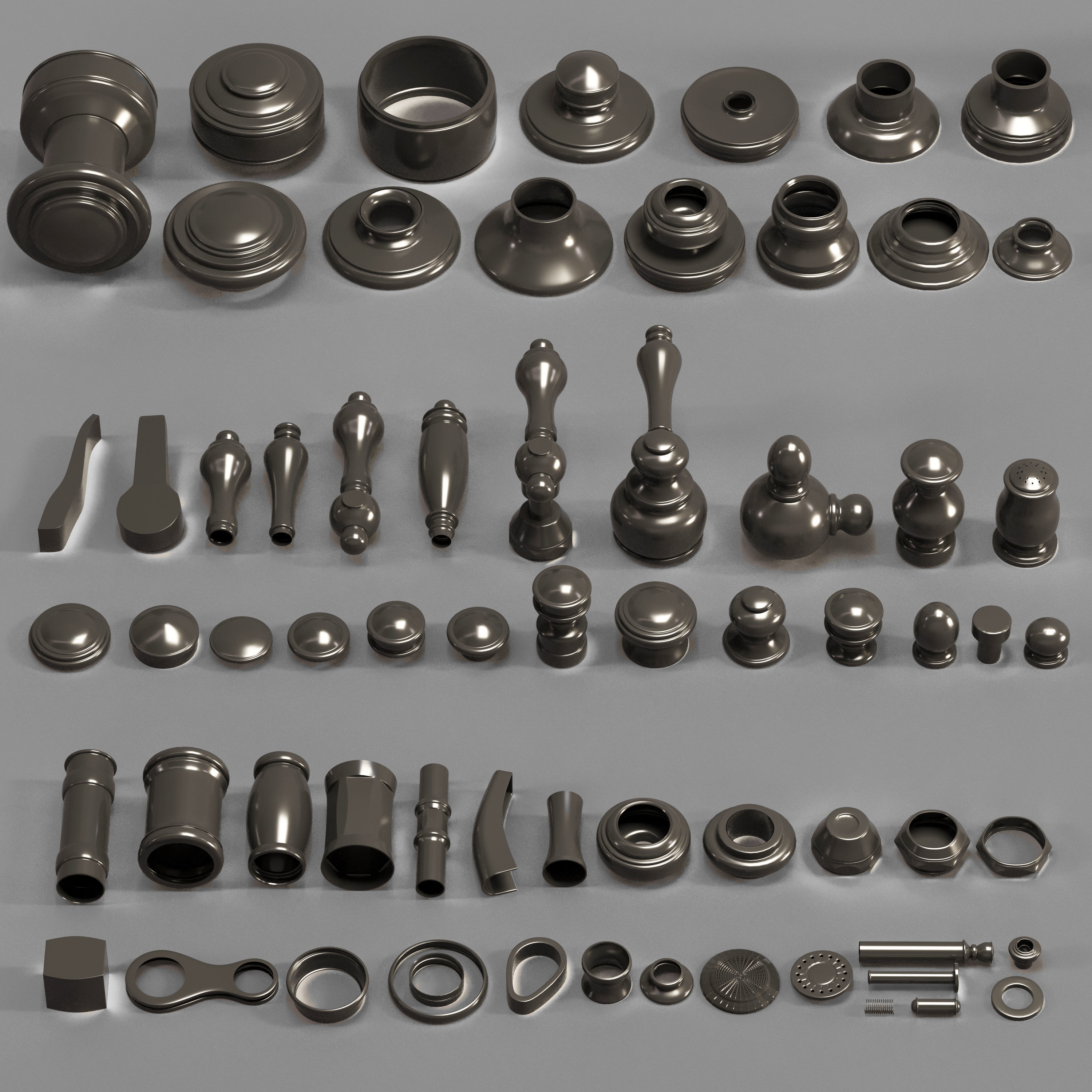 6 Waterstone and Kingston Faucets and 100 Kitbash pieces  Vol1 3D model_9