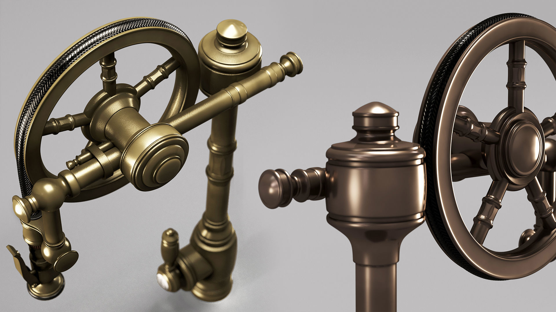 6 Waterstone and Kingston Faucets and 100 Kitbash pieces  Vol1 3D model_3
