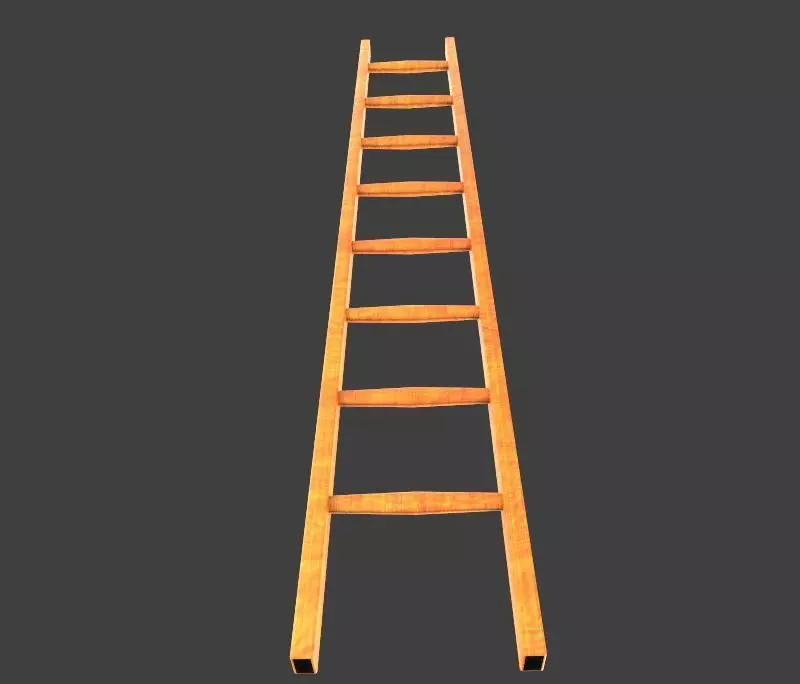 Wooden Ladder Low-poly 3D model_0