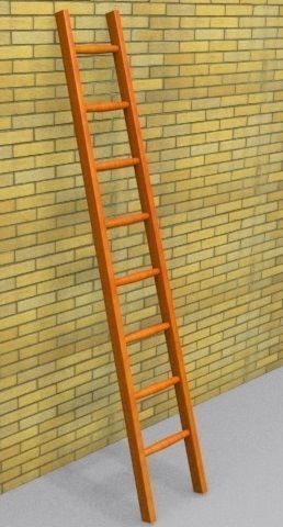 Wooden Ladder Low-poly 3D model_4