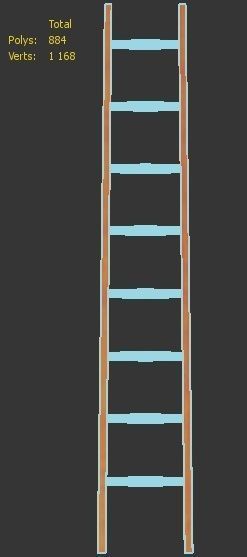 Wooden Ladder Low-poly 3D model_3