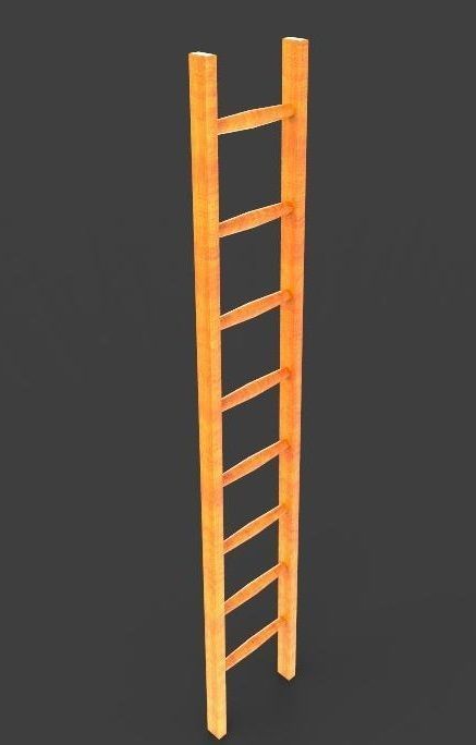 Wooden Ladder Low-poly 3D model_2