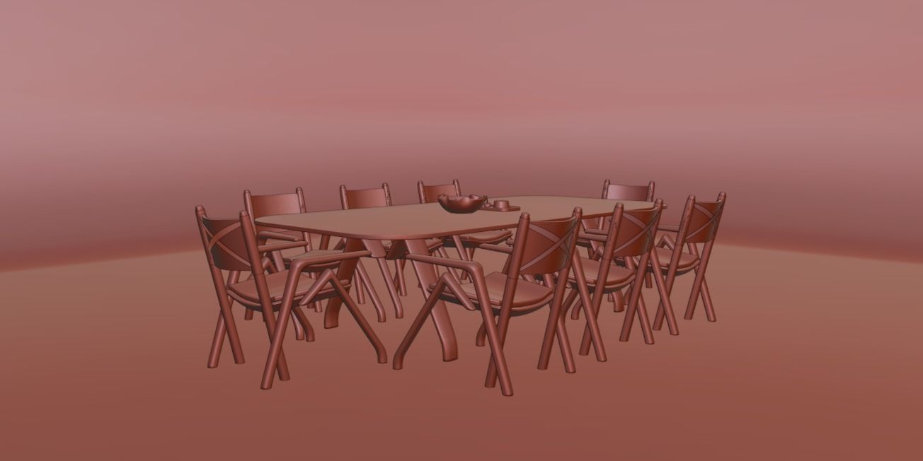 Modern dinner table 3D model_3