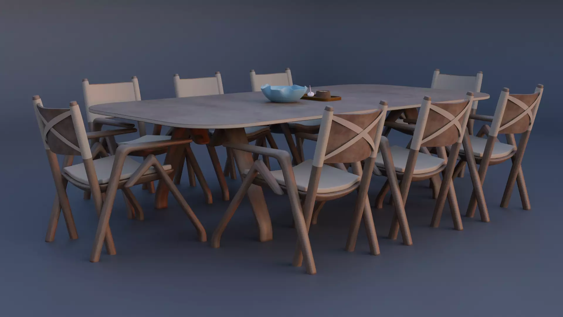 Modern dinner table 3D model_0