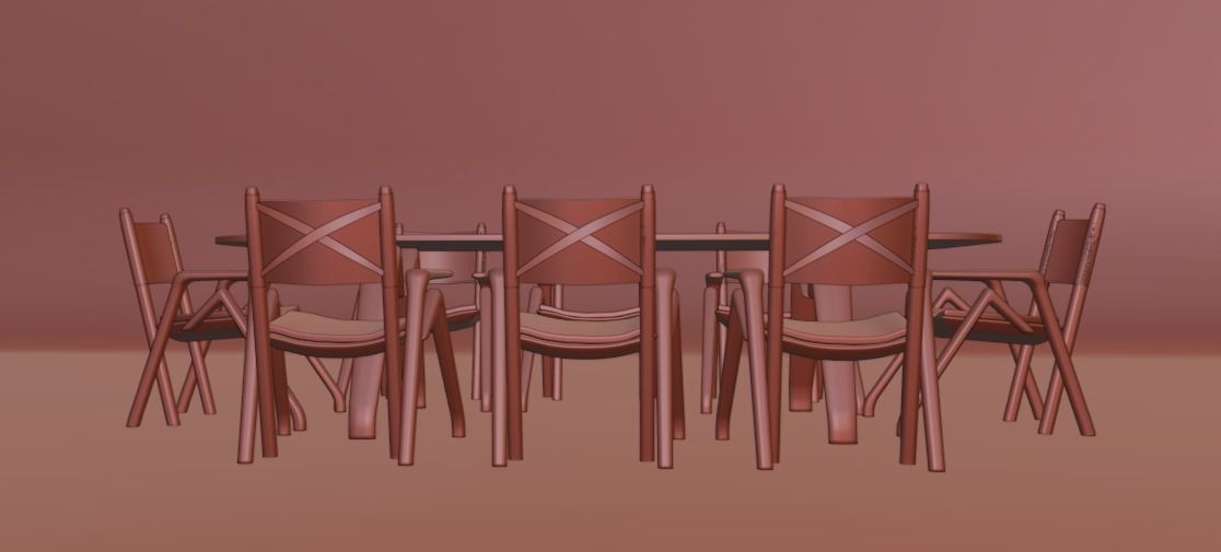 Modern dinner table 3D model_4