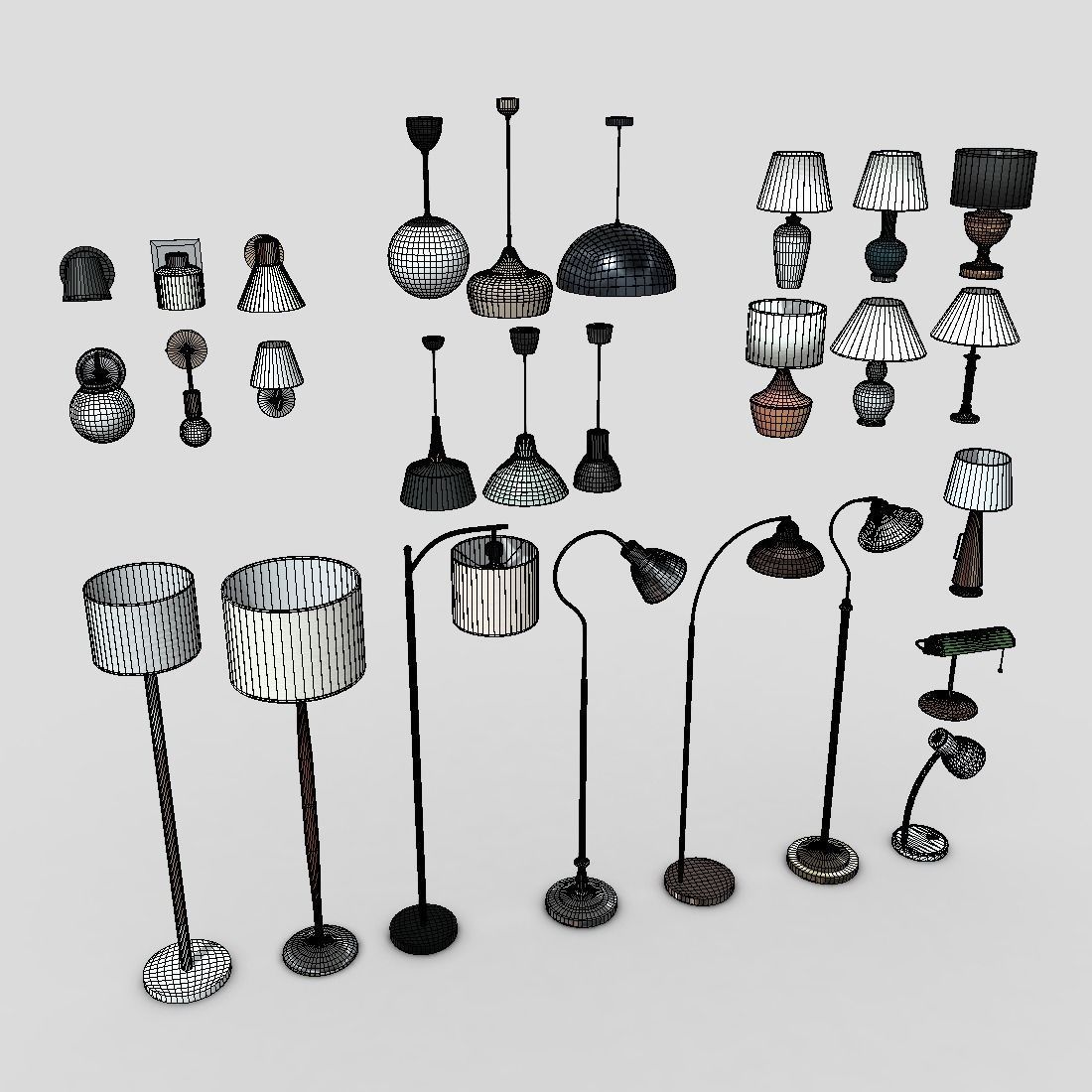 Lamp Pack Low-poly 3D model_1
