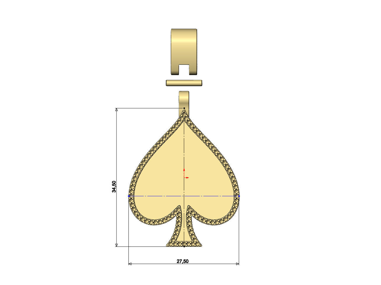 Diamond ace of spades memory pendant with bail 3D print model_6