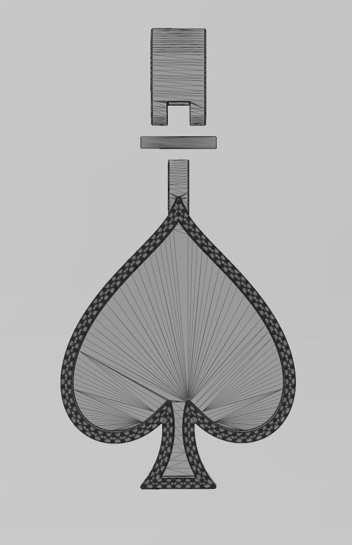 Diamond ace of spades memory pendant with bail 3D print model_12