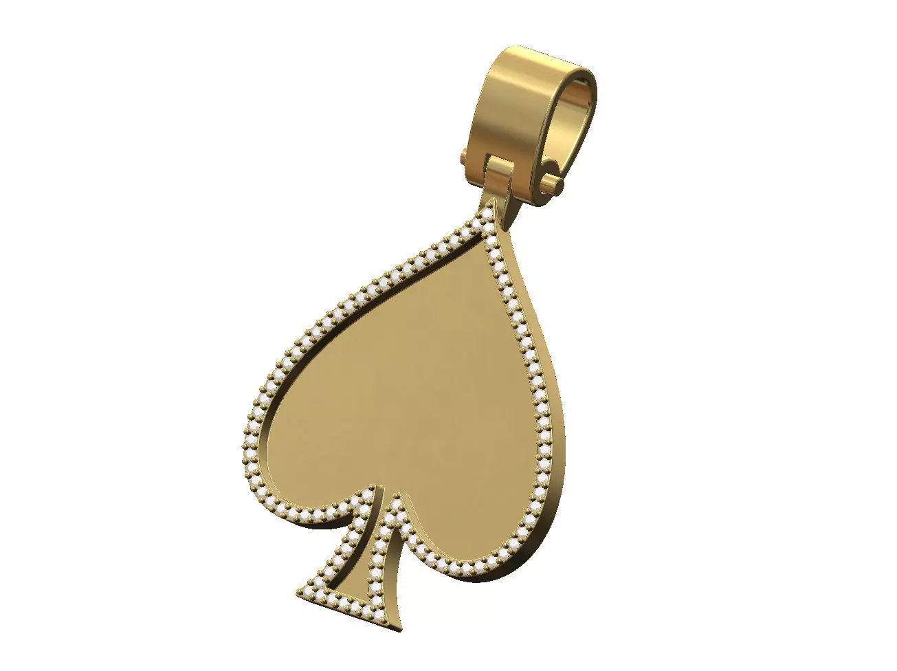 Diamond ace of spades memory pendant with bail 3D print model_0