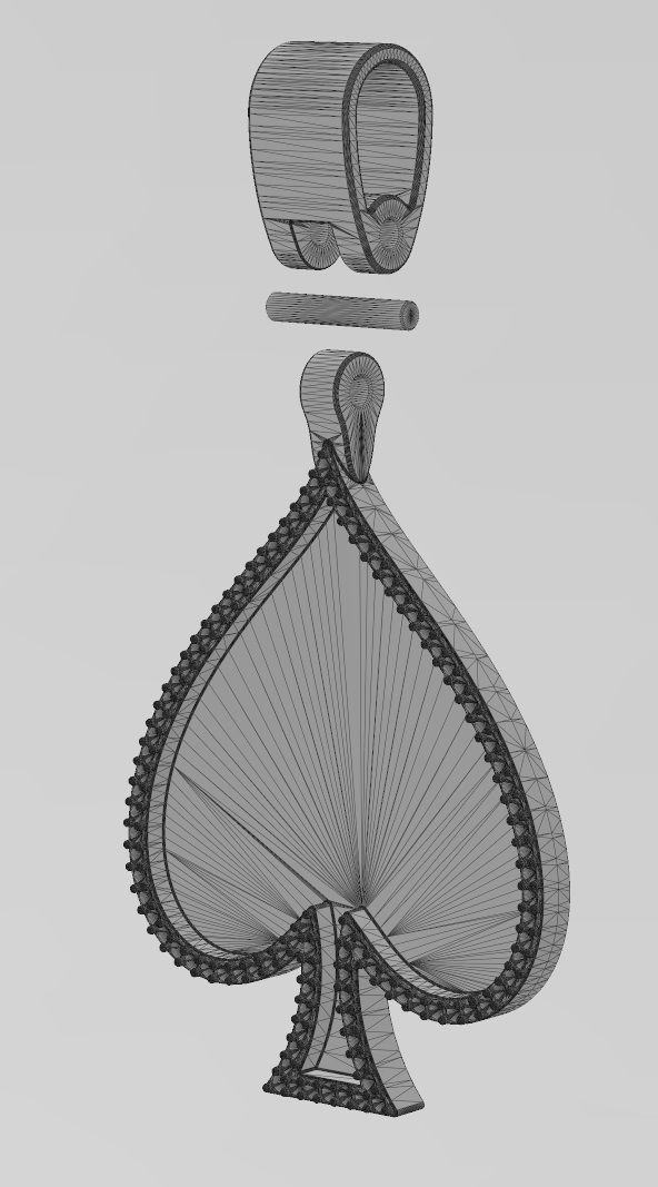Diamond ace of spades memory pendant with bail 3D print model_13