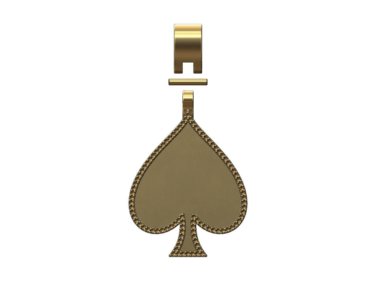Diamond ace of spades memory pendant with bail 3D print model_3