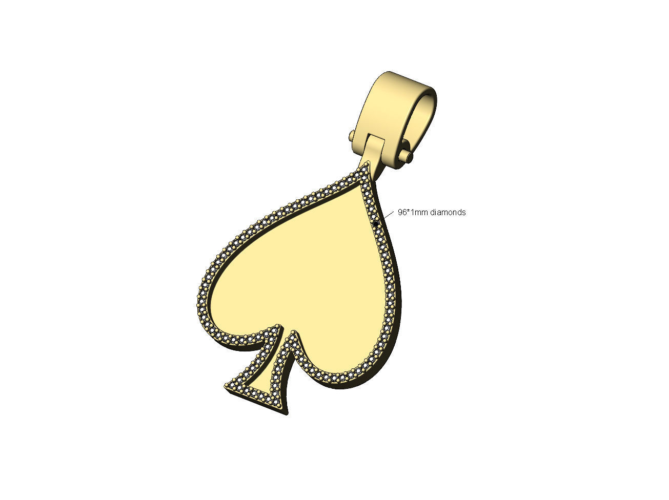 Diamond ace of spades memory pendant with bail 3D print model_5