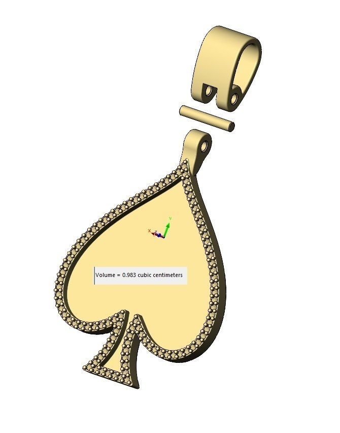 Diamond ace of spades memory pendant with bail 3D print model_14