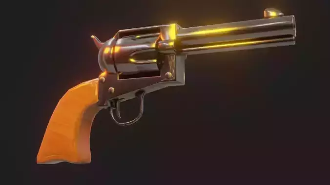 Revolver Gun - Low Poly - Game Ready - PBR