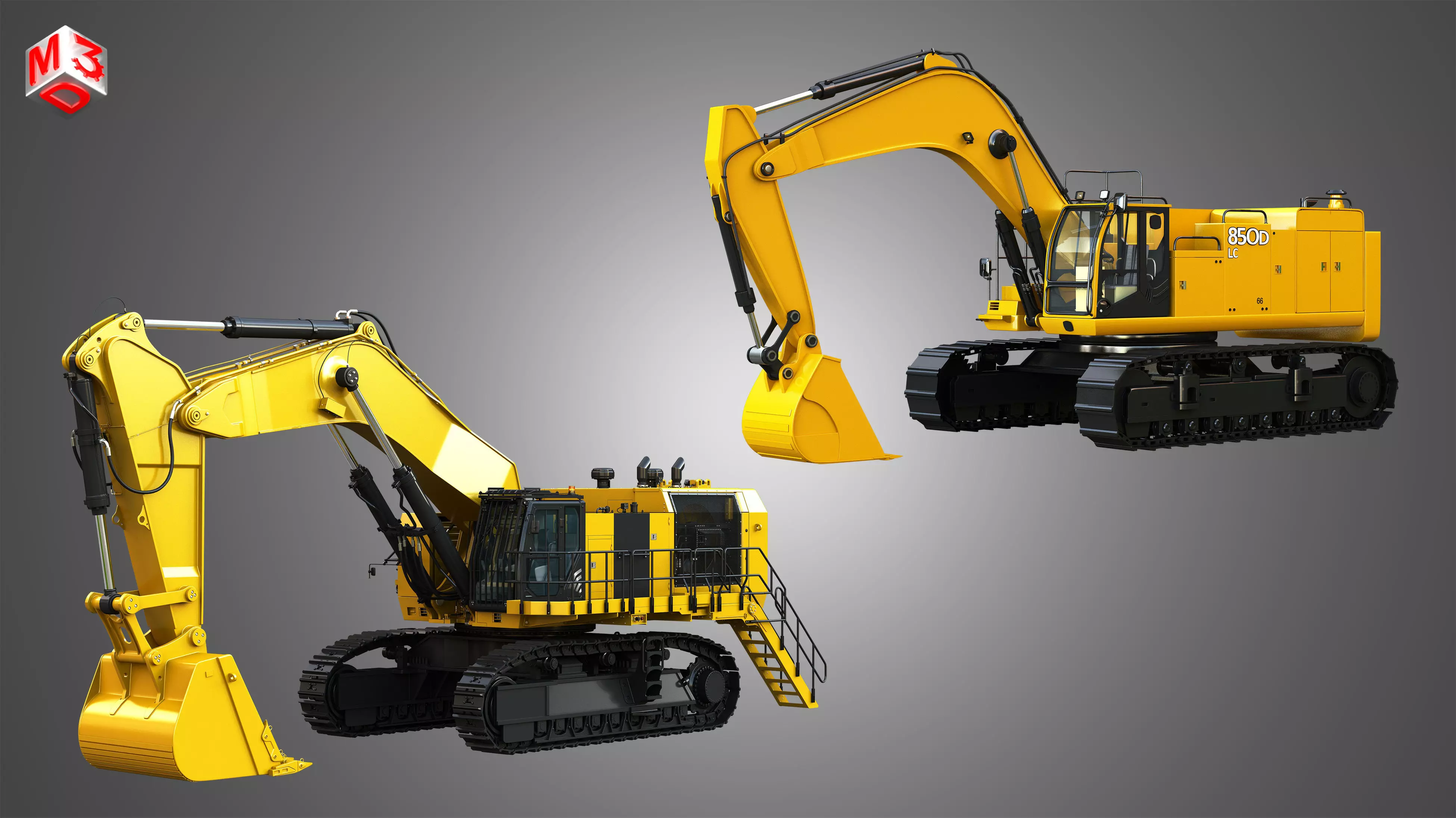 Hydraulic Mining Excavators 2 in 1 3D Model Collection_0