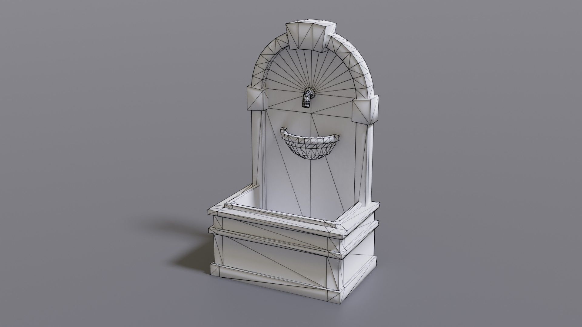 Fountain wooden water Low-poly 3D model_30