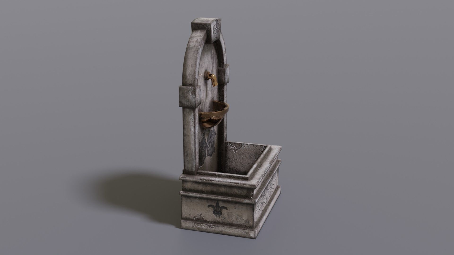 Fountain wooden water Low-poly 3D model_4