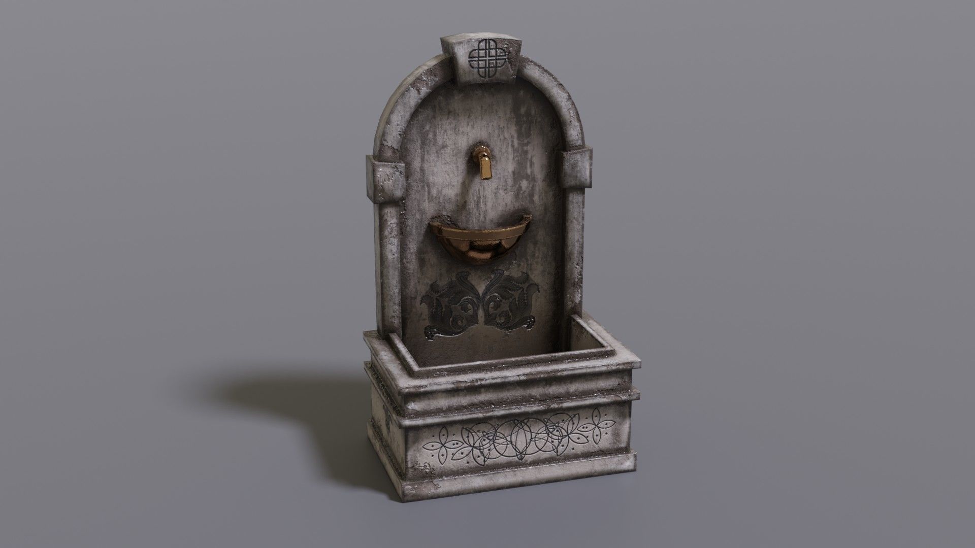 Fountain wooden water Low-poly 3D model_15