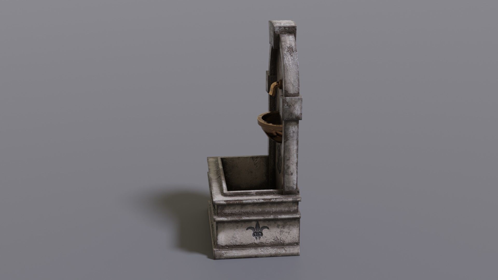 Fountain wooden water Low-poly 3D model_11