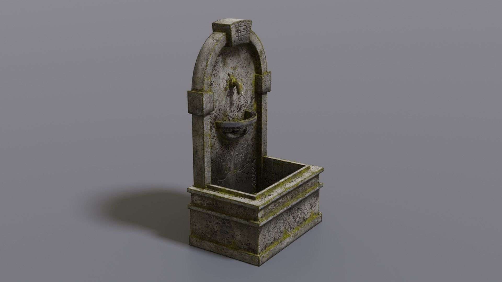 Fountain stone Low-poly 3D model_3