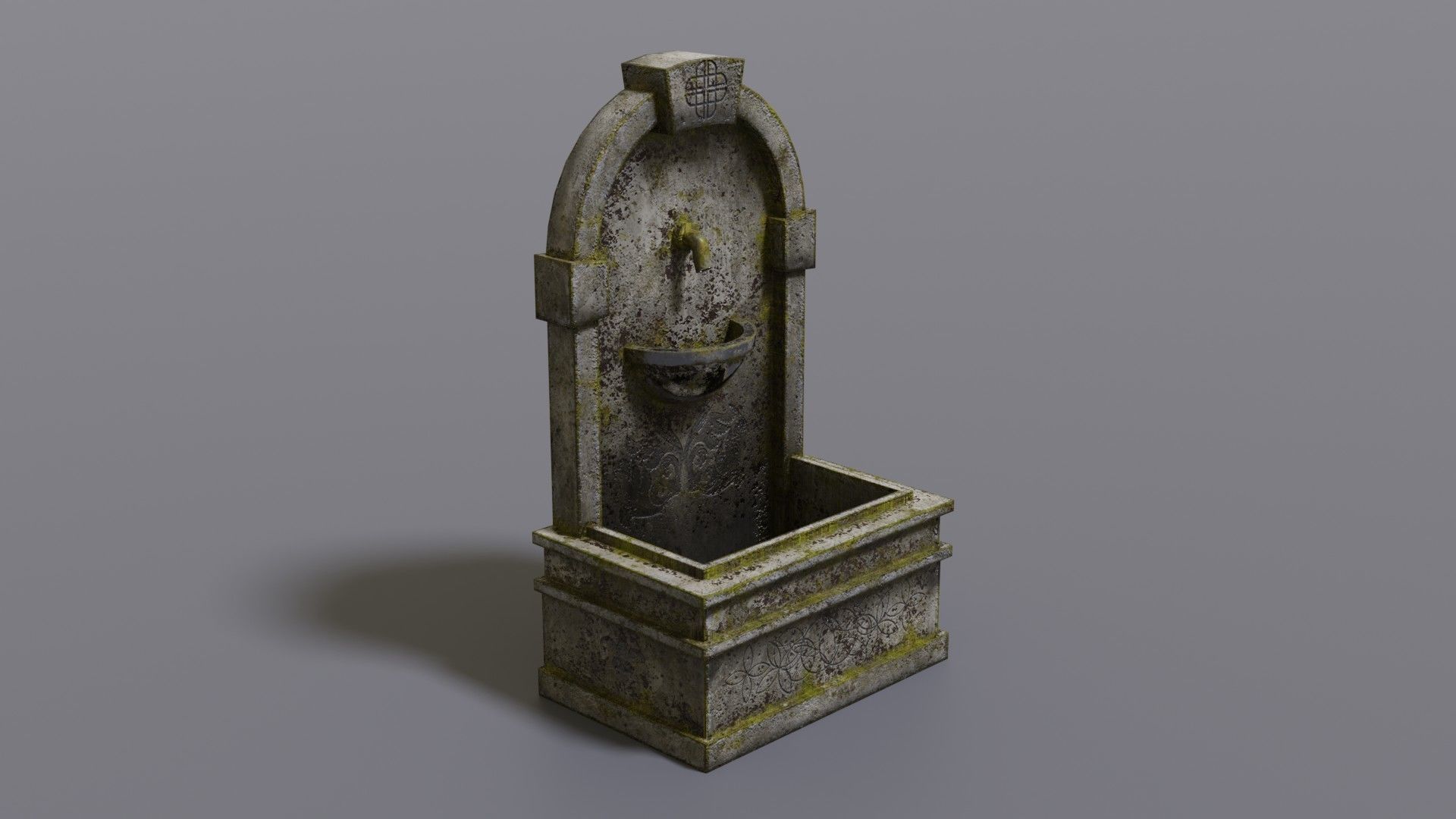 Fountain stone Low-poly 3D model_2