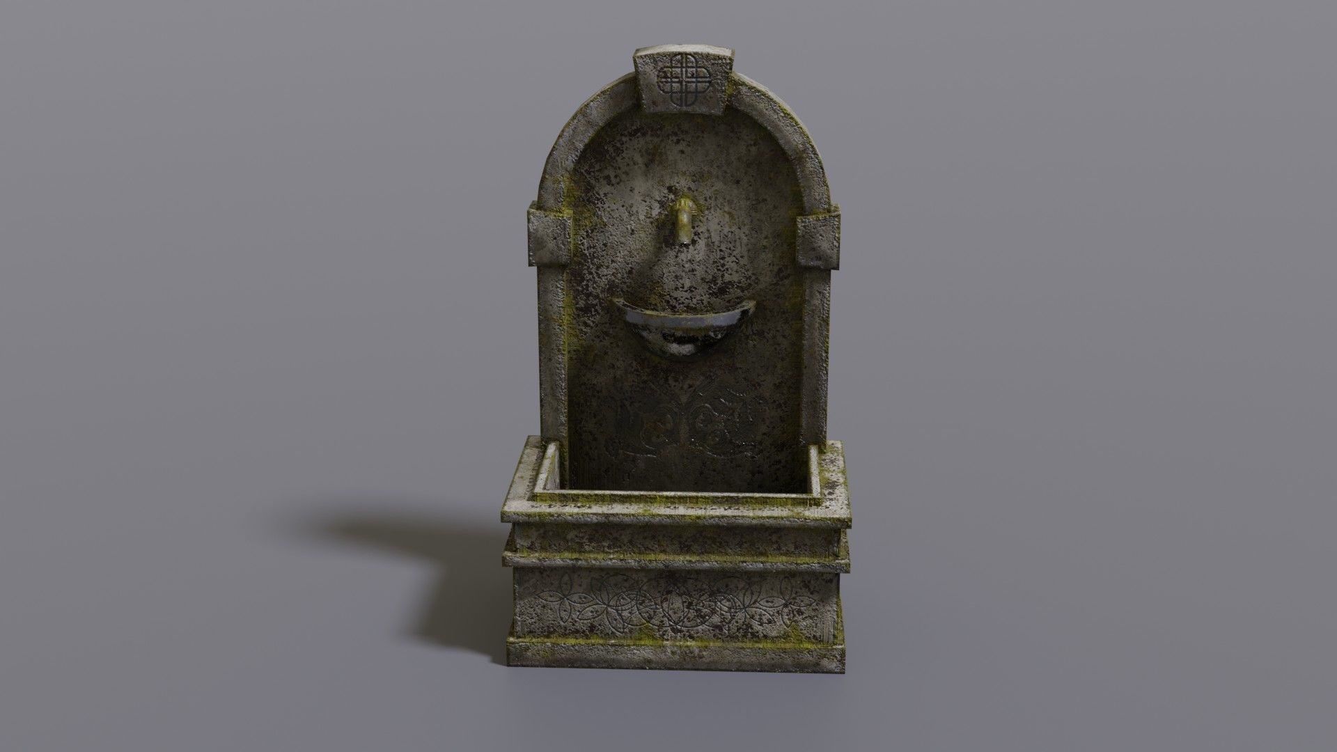 Fountain stone Low-poly 3D model_14