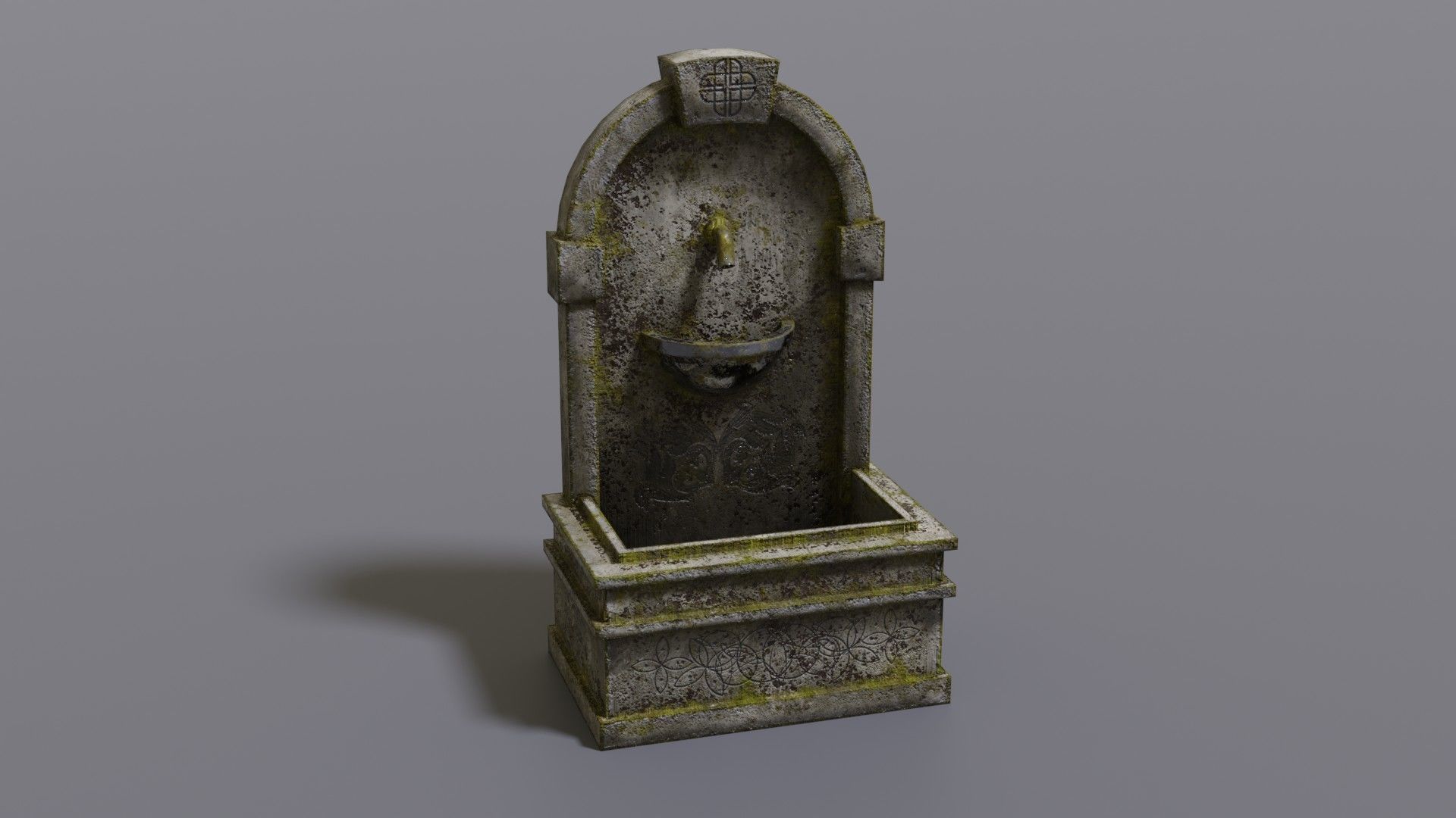 Fountain stone Low-poly 3D model_15
