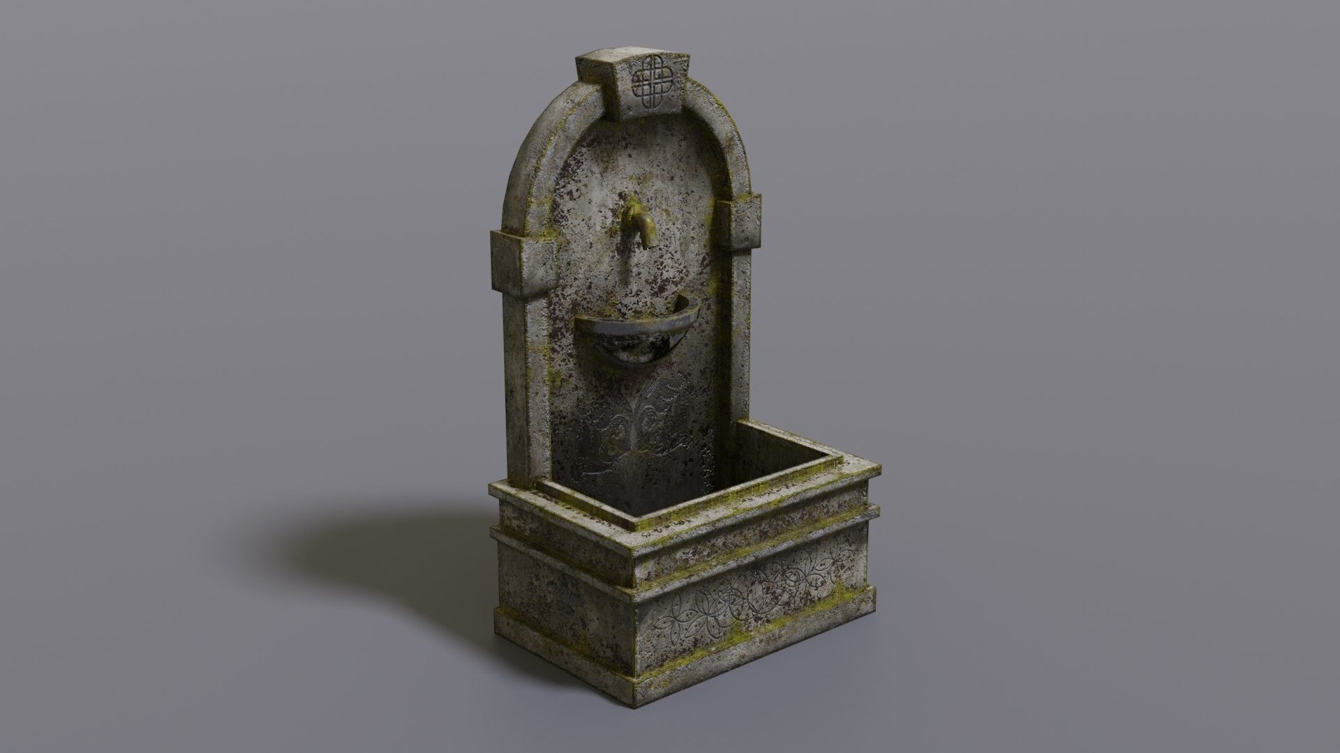 Fountain stone Low-poly 3D model_1