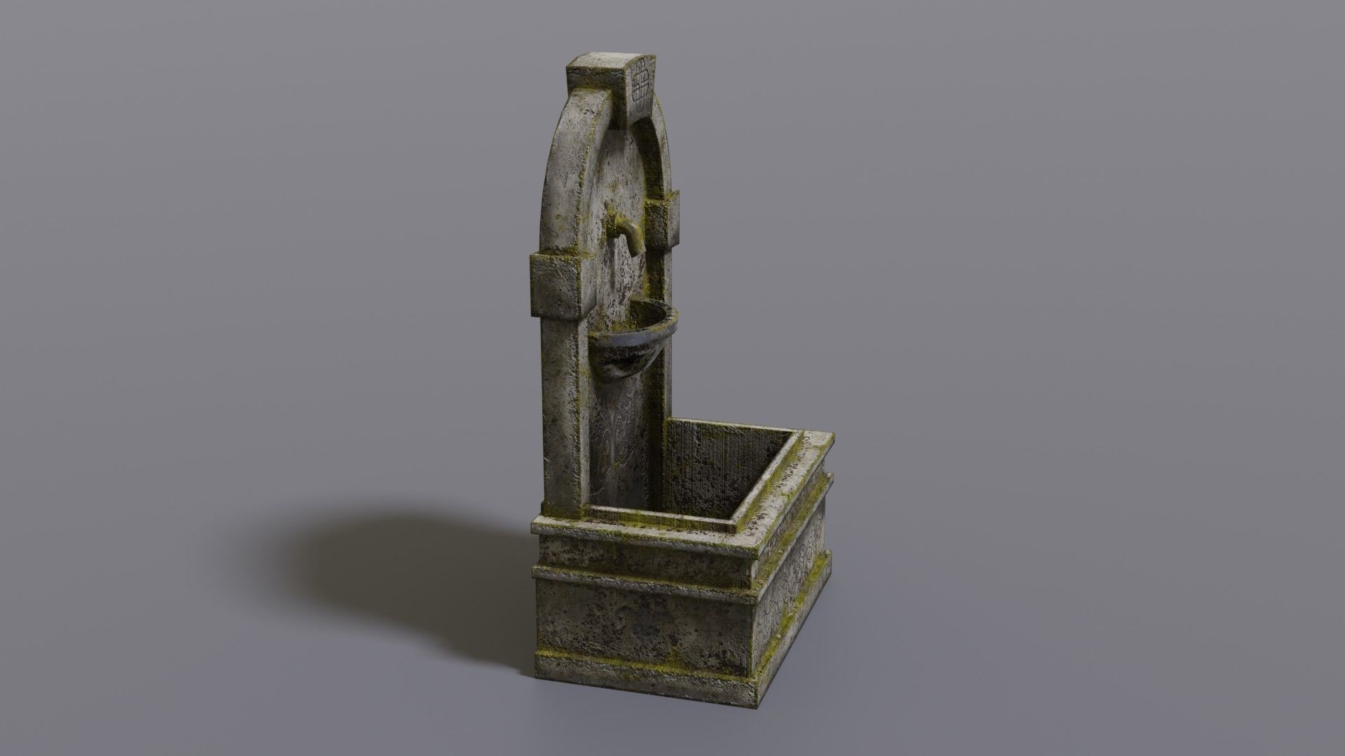 Fountain stone Low-poly 3D model_4