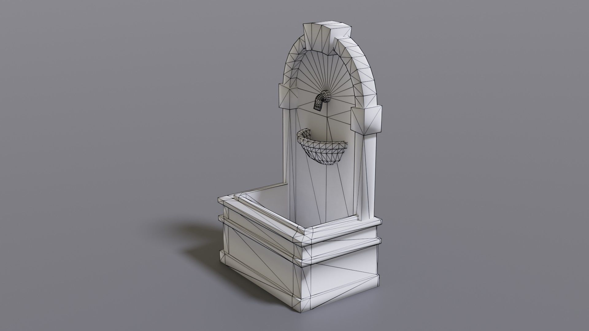Fountain stone Low-poly 3D model_29