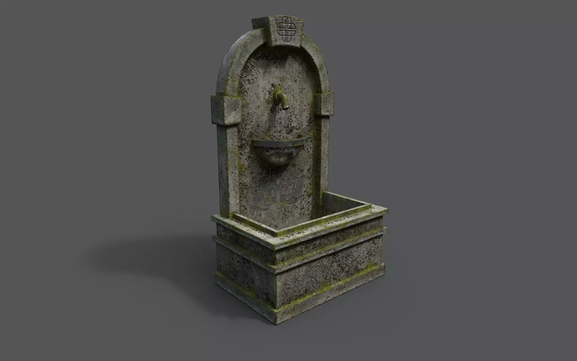 Fountain stone Low-poly 3D model_0