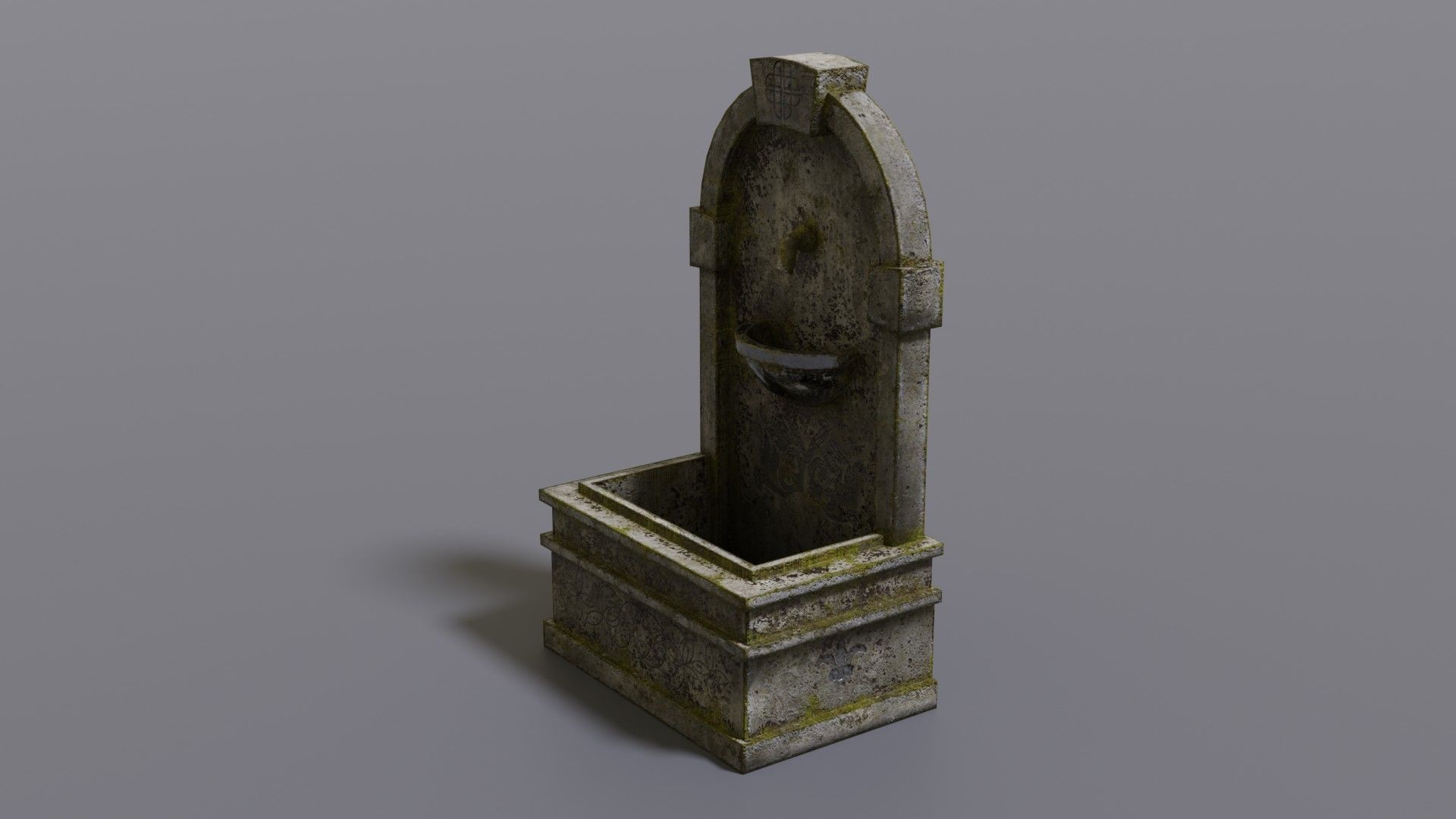 Fountain stone Low-poly 3D model_12