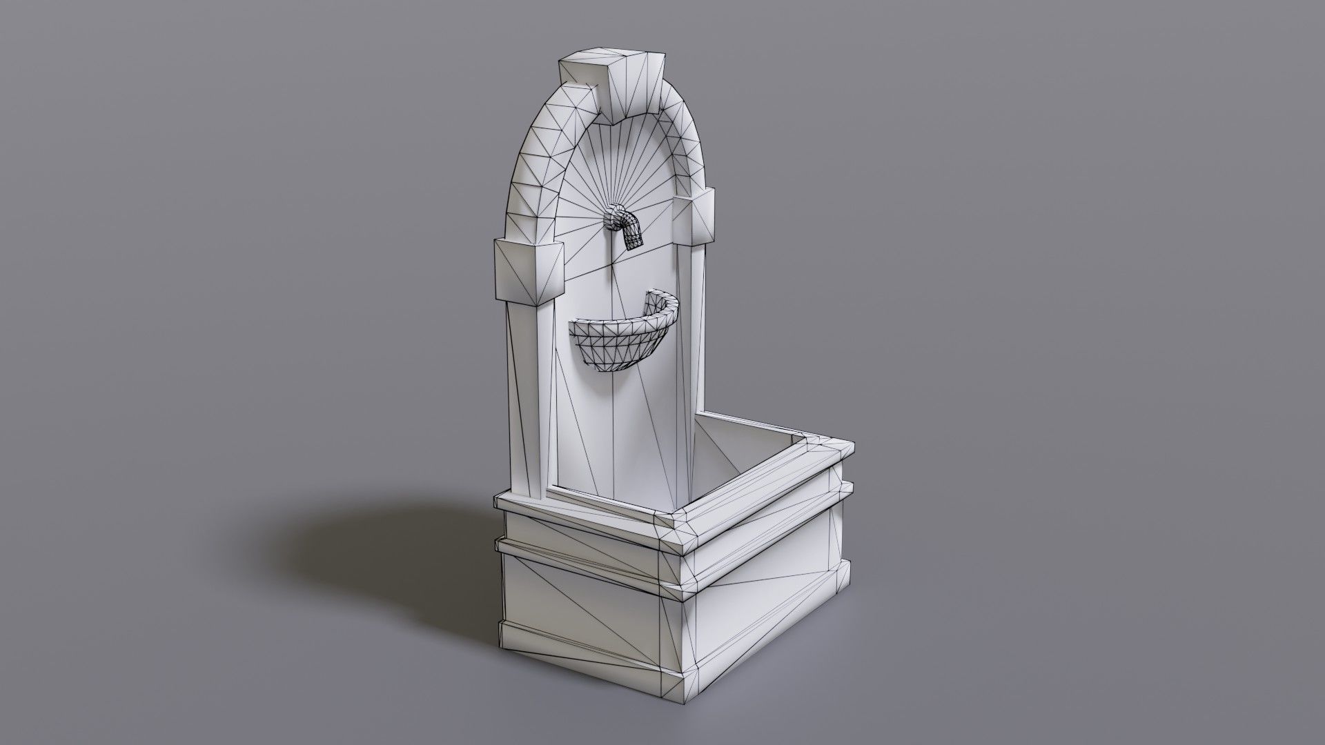 Fountain wooden box Low-poly 3D model_20