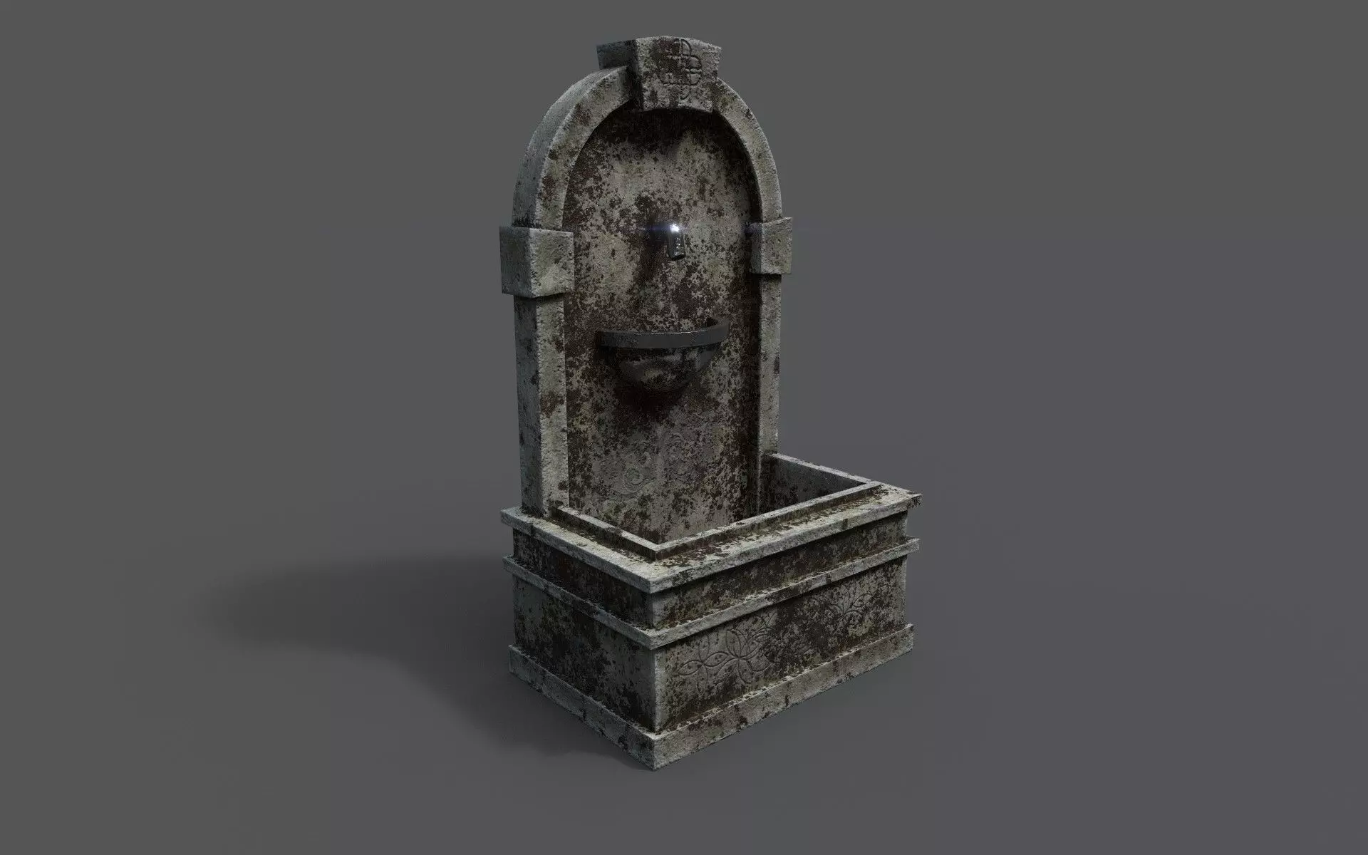 Fountain wooden box Low-poly 3D model_0