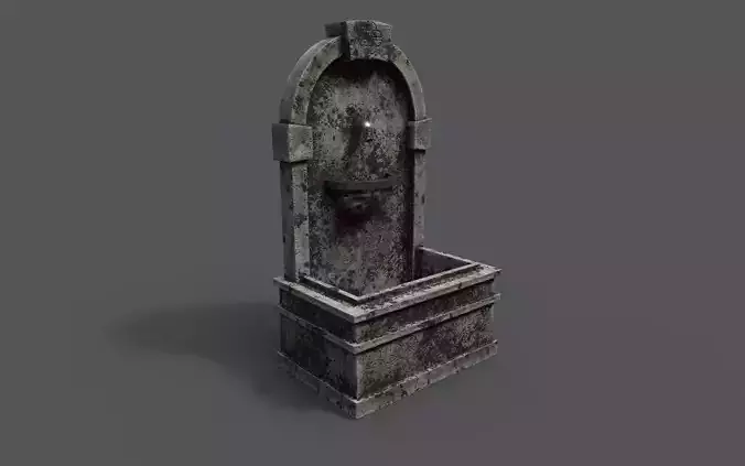 Fountain wooden box Low-poly 3D model
