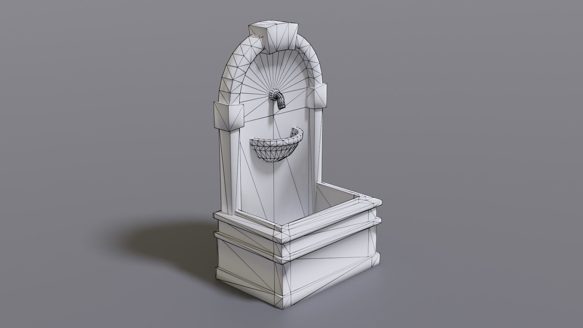 Fountain wooden box Low-poly 3D model_19