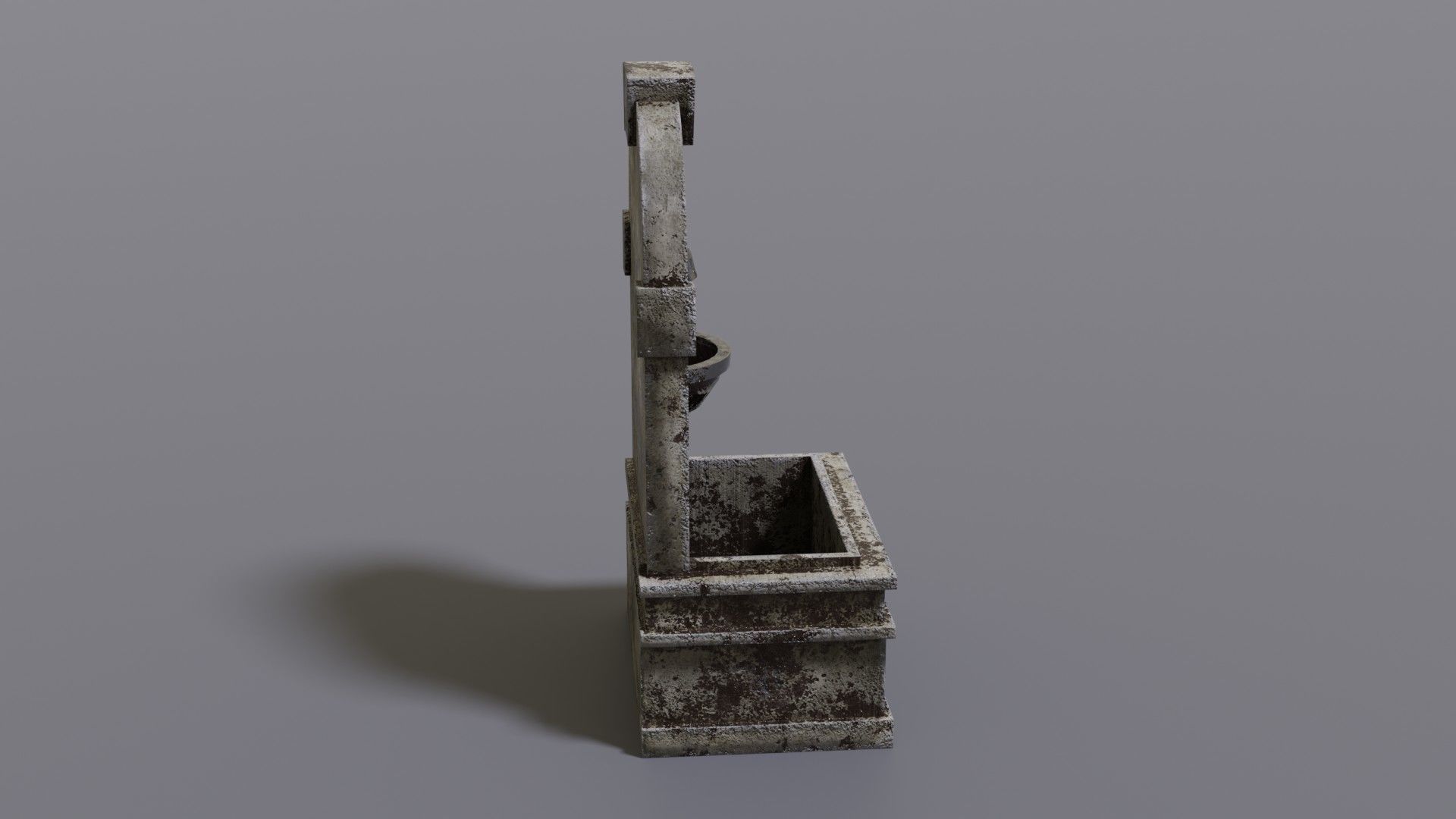 Fountain wooden box Low-poly 3D model_5