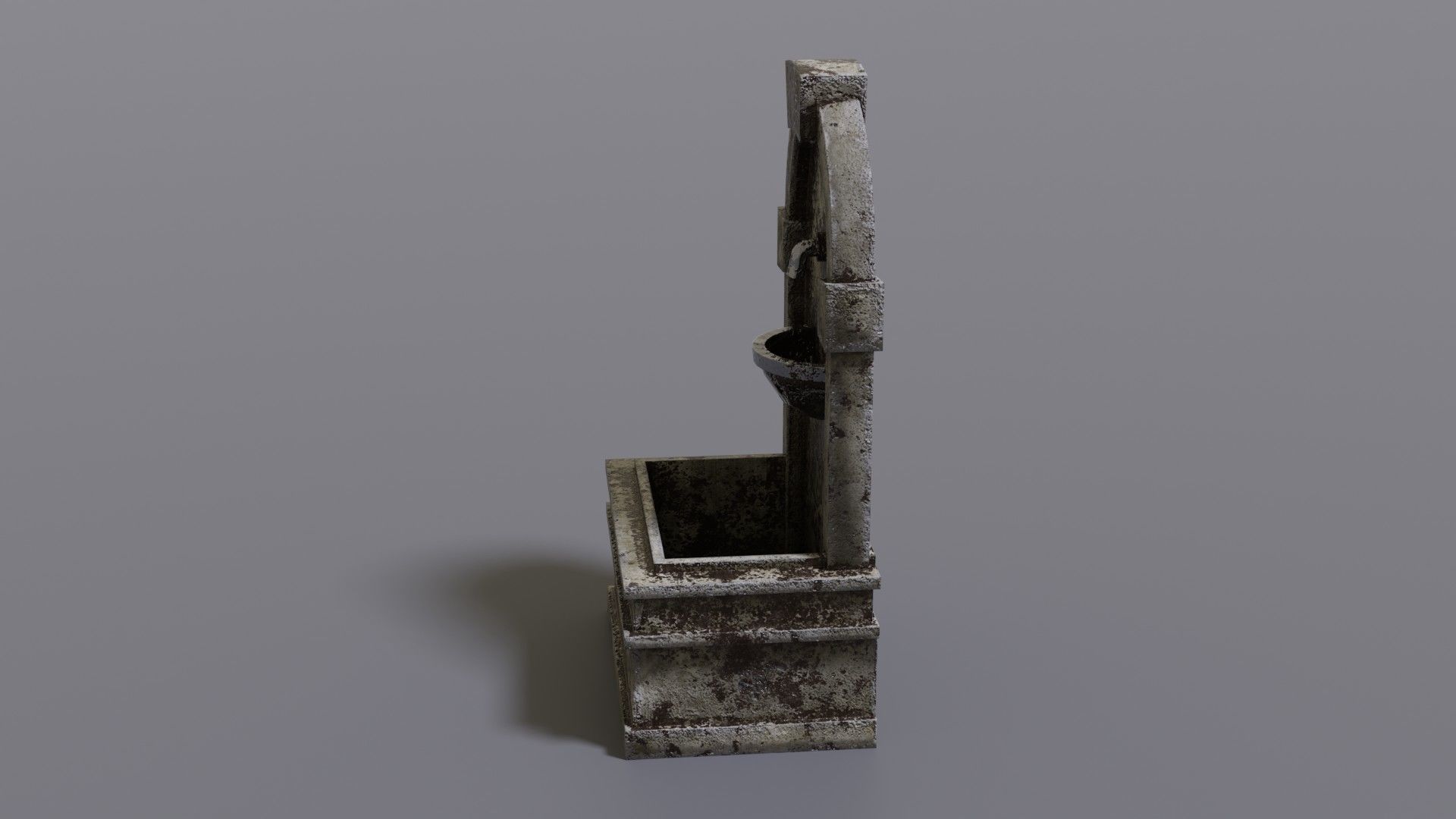 Fountain wooden box Low-poly 3D model_11