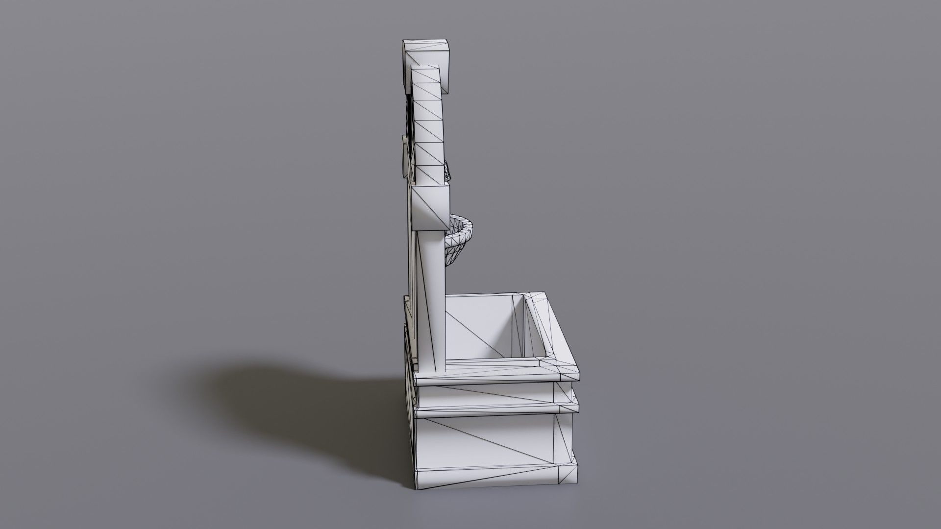 Fountain wooden box Low-poly 3D model_22