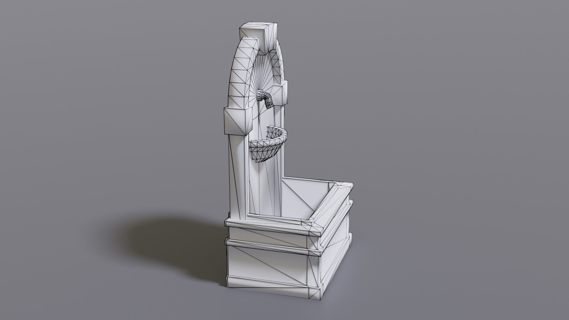 Fountain wooden box Low-poly 3D model_21