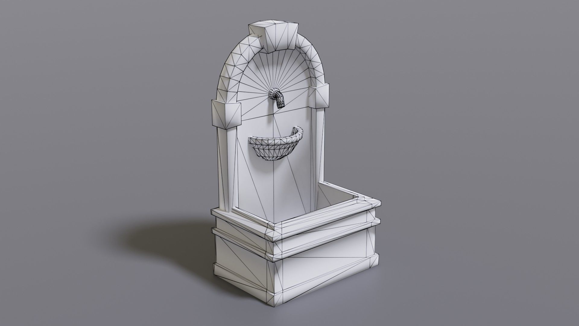 Fountain wooden box Low-poly 3D model_18