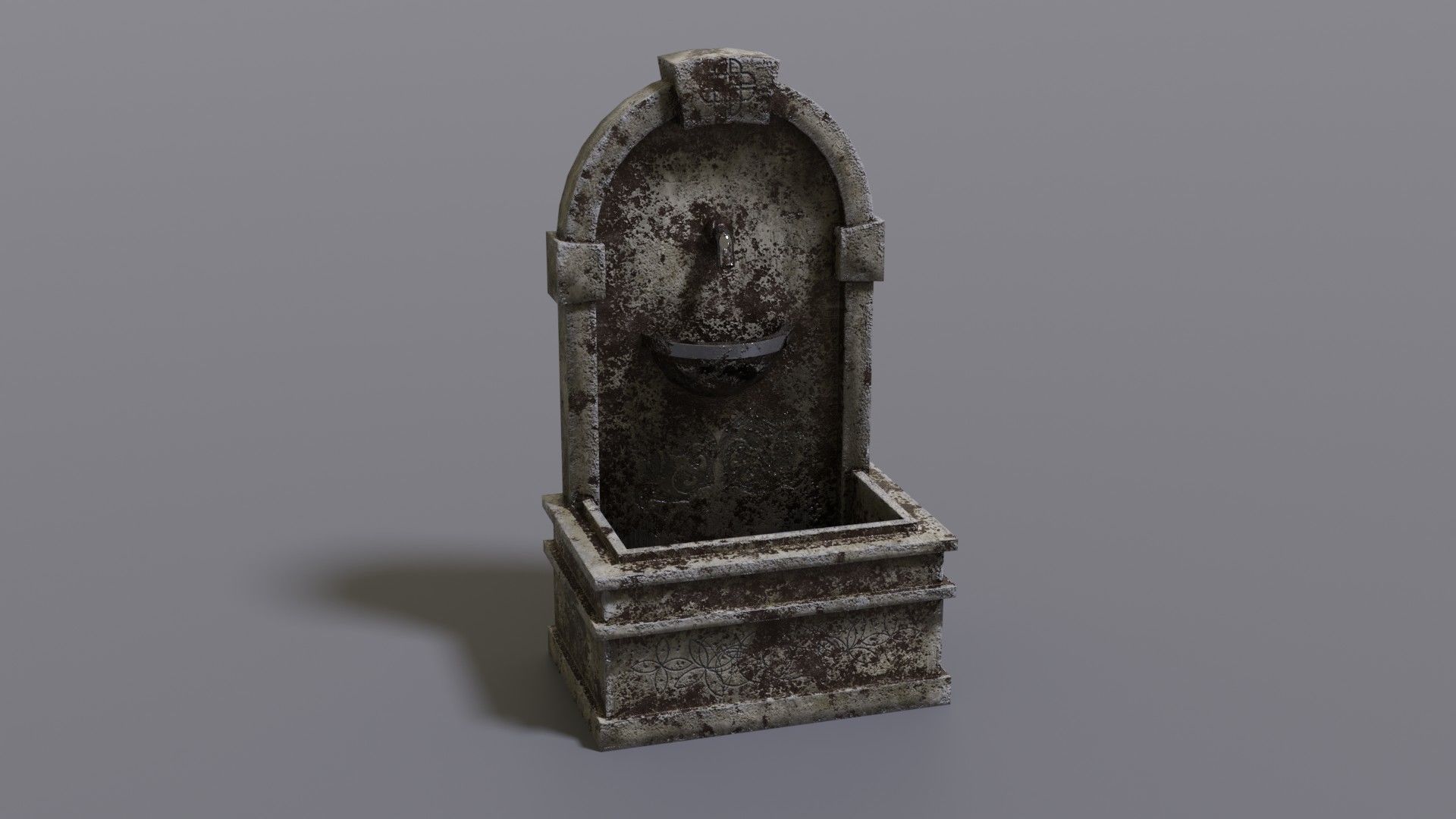 Fountain wooden box Low-poly 3D model_15