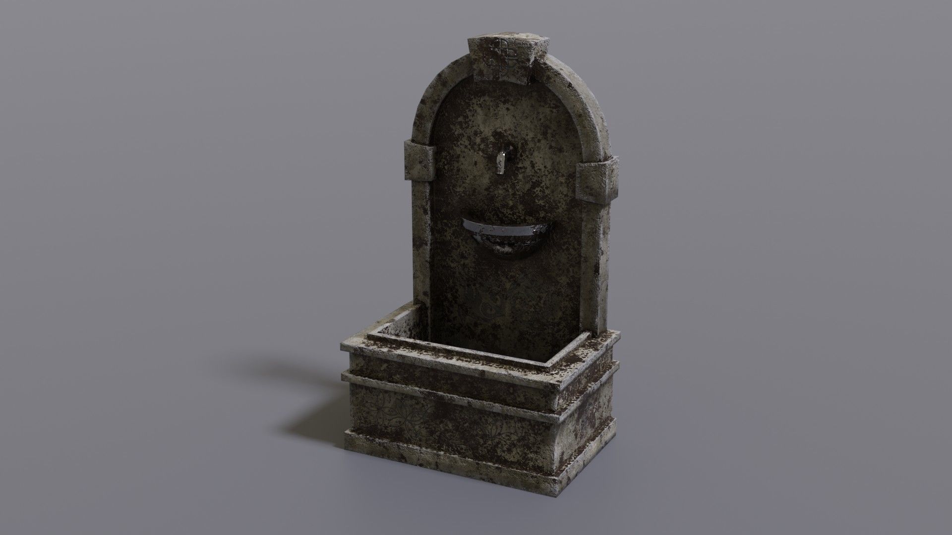 Fountain wooden box Low-poly 3D model_13