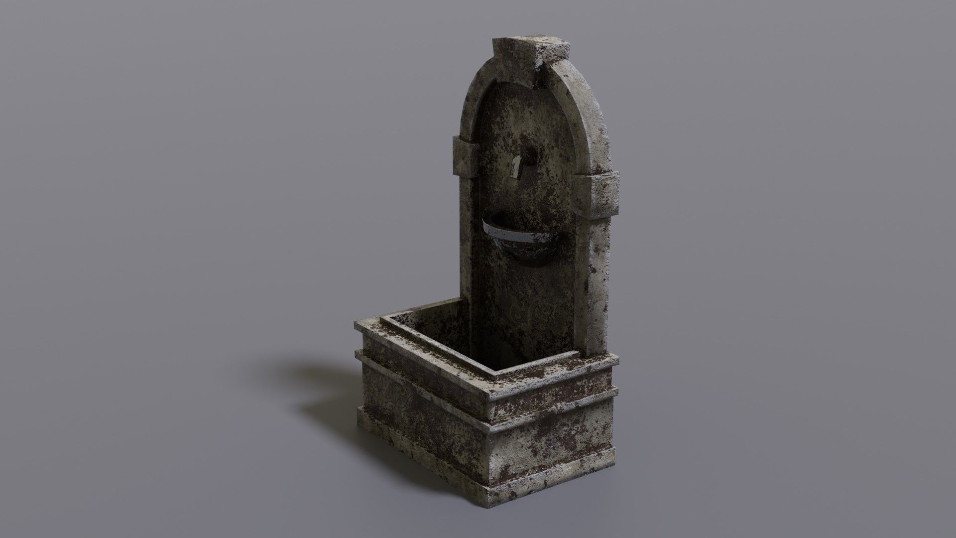 Fountain wooden box Low-poly 3D model_12